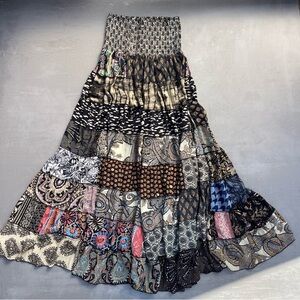 Strapless Patchwork Maxi Dress